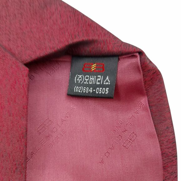 Balenciaga Paris Tie Mens Burgundy 100% Silk Narrow Luxury Designer Office Work - Picture 10 of 11